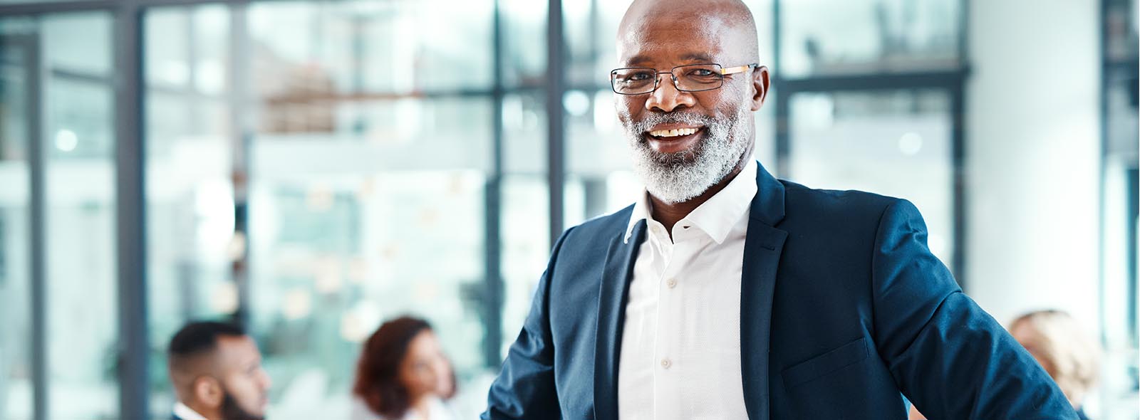 Man in suit ready to help you with information